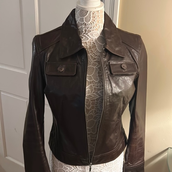 Mossimo Supply Co. Jackets & Blazers - Women’s chocolate brown leather zip up jacket. Size medium